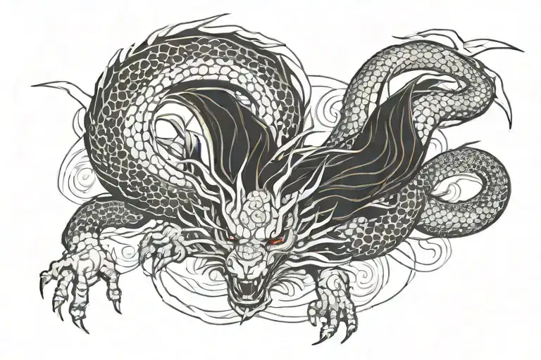 Cyberpunk Yakuza, Cyber Dragon tattoo design idea