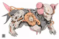Cyberpunk, Ghost in the Shell, Neck Tattoo, Pink, Orange, Grey tattoo design idea