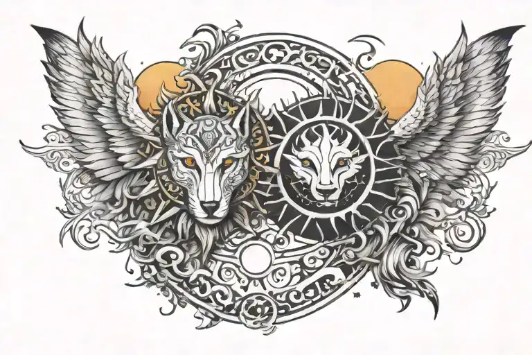 skoll and hati sun and moon tattoo design idea