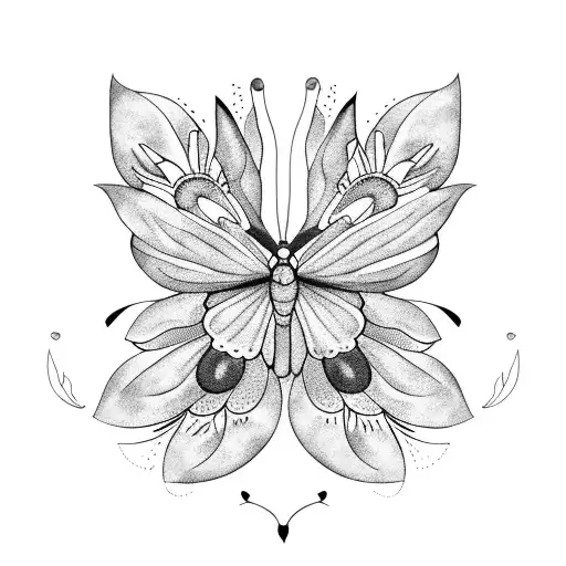 gerber daisies with butterflies and leaves tattoo design idea