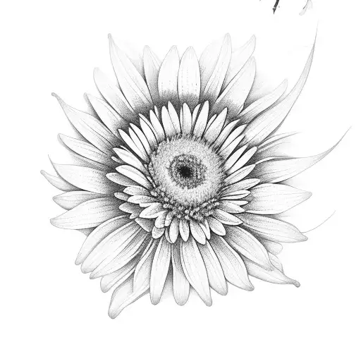 gerber daisies with butterflies and leaves tattoo design idea