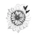 gerber daisies with butterflies and leaves tattoo design idea