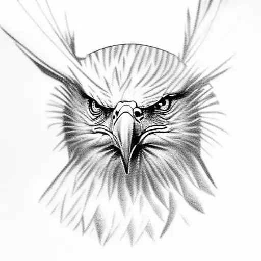 A majestic bald eagle perched on a 4x4 vehicle, symbolizing your love for the outdoors and off-roading. tattoo design idea