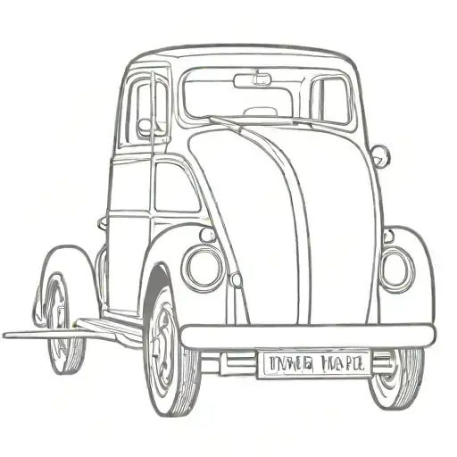 A blackwork tattoo of a vintage car parked outside a Waffle House tattoo design idea
