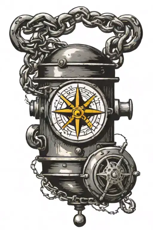 a naval mine on a chain tattoo design idea