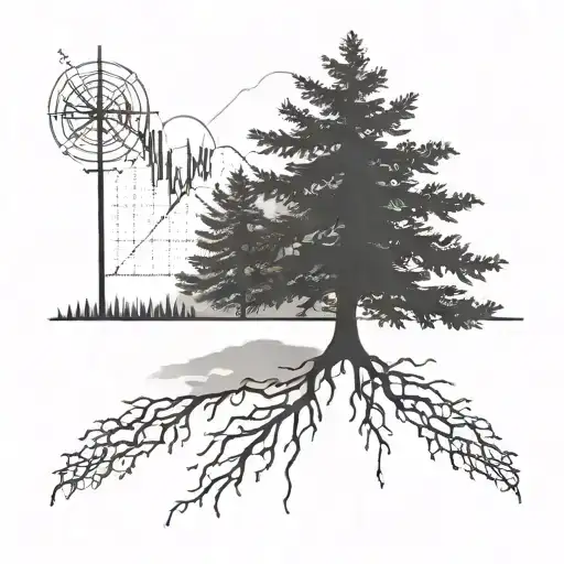 ekg evergreen tree growing tattoo design idea
