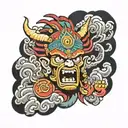 angry wiracocha god with bolivia background with thunder and lightning in the background tattoo design idea