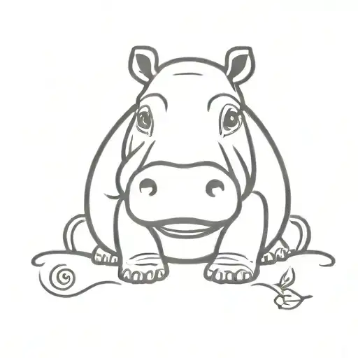 cartoon hippo tattoo design idea
