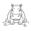 cartoon hippo tattoo design idea