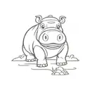 cartoon hippo tattoo design idea