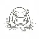 cartoon hippo tattoo design idea