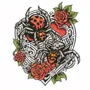 two spiders making a heart shape tattoo design idea