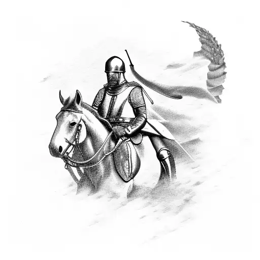 Christian soldier riding a horse tattoo design idea