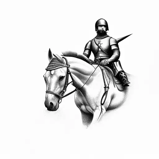 Christian soldier riding a horse tattoo design idea