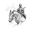 Christian soldier riding a horse tattoo design idea
