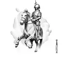Christian soldier riding a horse tattoo design idea