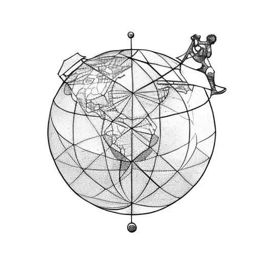 Depict Atlas carrying the world on his shoulders, but instead of a traditional world, make it a psychedelic, interconnec tattoo design idea