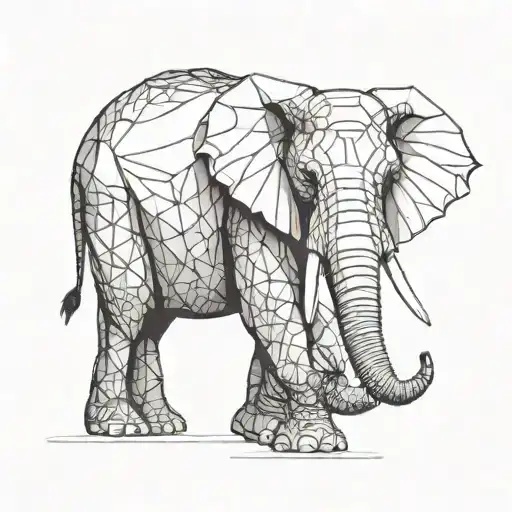 A highly detailed and lifelike rendering of an elephant’s face, capturing the texture of the skin, the gentle eyes, and  tattoo design idea