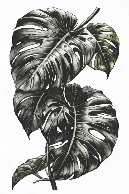 monstera delicious leaf tattoo design idea