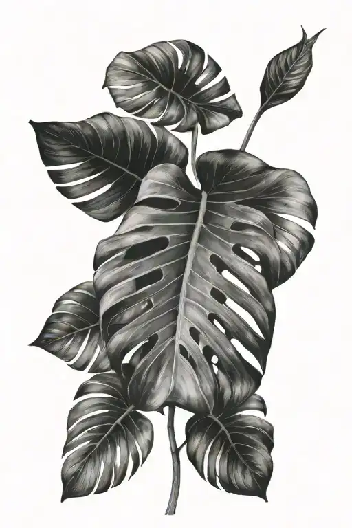monstera leaf intertwined tattoo design idea