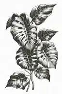 monstera leaf intertwined within tattoo design idea