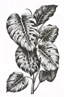 monstera leaf intertwined within tattoo design idea
