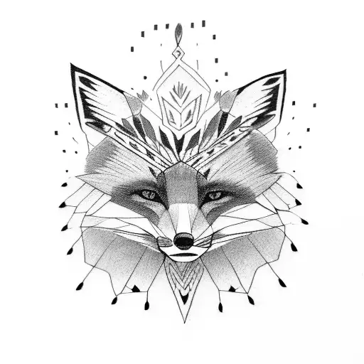 fox with a indigenous headdress tattoo design idea