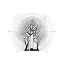 patchwork tree tattoo design idea