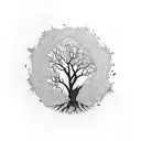 patchwork tree tattoo design idea