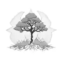 patchwork tree tattoo design idea