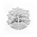 patchwork tree tattoo design idea