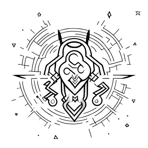 dark fantasy wizard upper body with electric powers  tattoo design idea
