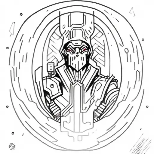 dark fantasy wizard upper body with electric powers  tattoo design idea