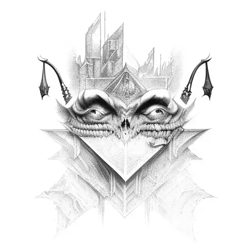 dark fantasy wizard upper body tattoo design idea