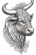 Angry Bull head and regilion cross tattoo design idea