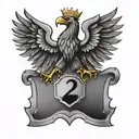 Create a tattoo of a Polish eagle protecting a family crest as a symbol of protection for the athlete tattoo design idea