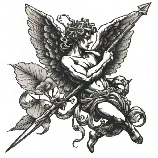 cupido segurando uma arma  tattoo design idea