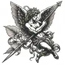 cupido segurando uma arma  tattoo design idea