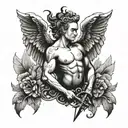 cupido segurando uma arma  tattoo design idea