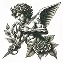cupido segurando uma arma  tattoo design idea