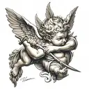 cupido segurando uma arma  tattoo design idea