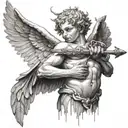cupido segurando uma arma  tattoo design idea
