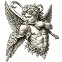 cupido segurando uma arma  tattoo design idea