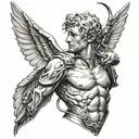cupido segurando uma arma  tattoo design idea
