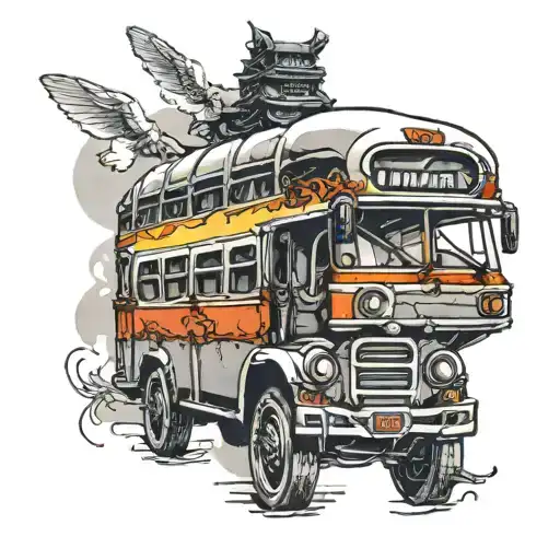 bus + samurai tattoo design idea