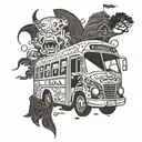 bus + samurai tattoo design idea