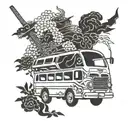bus + samurai tattoo design idea