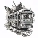 bus + samurai tattoo design idea