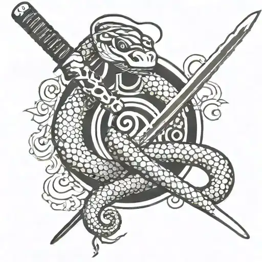 Snake and katana sword tattoo design idea