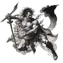 A surreal scene of a warrior battling inner demons in a dreamlike landscape, exploring the depths of the psyche tattoo design idea